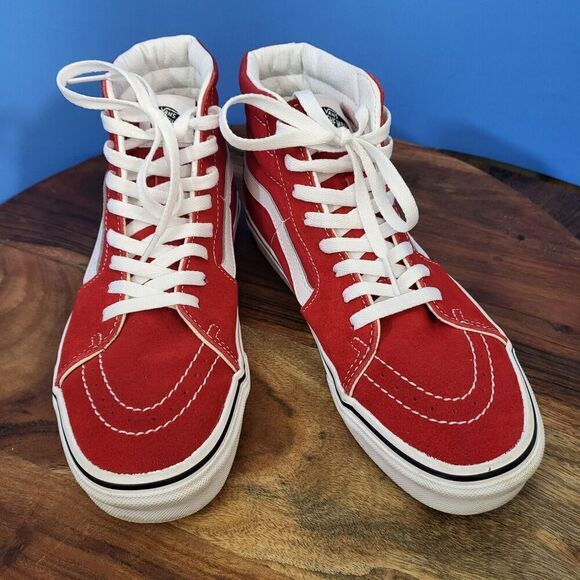 VANS Sk8-Hi Skate Shoe Size Women's 8.0, Men's 6.5 Hi-Top Suede Canvas Red EUC - Picture 12 of 12